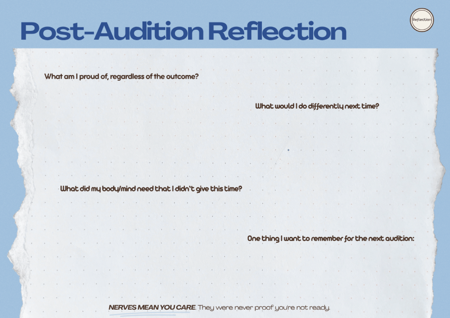 Post audition reflection