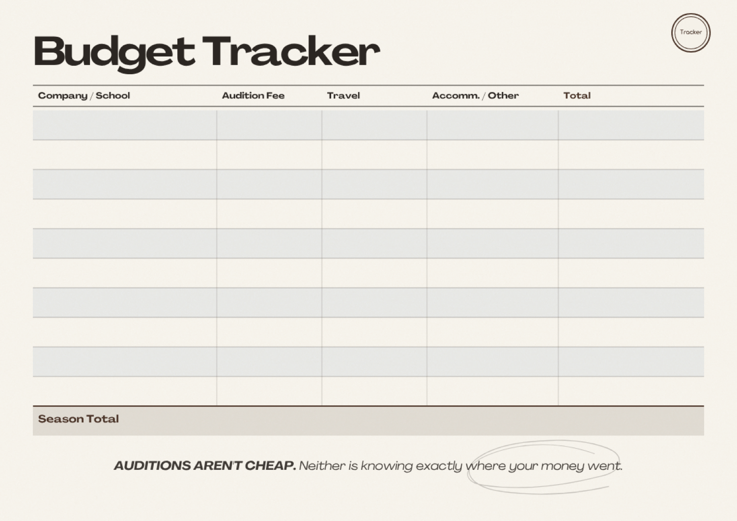 Budget tracker page